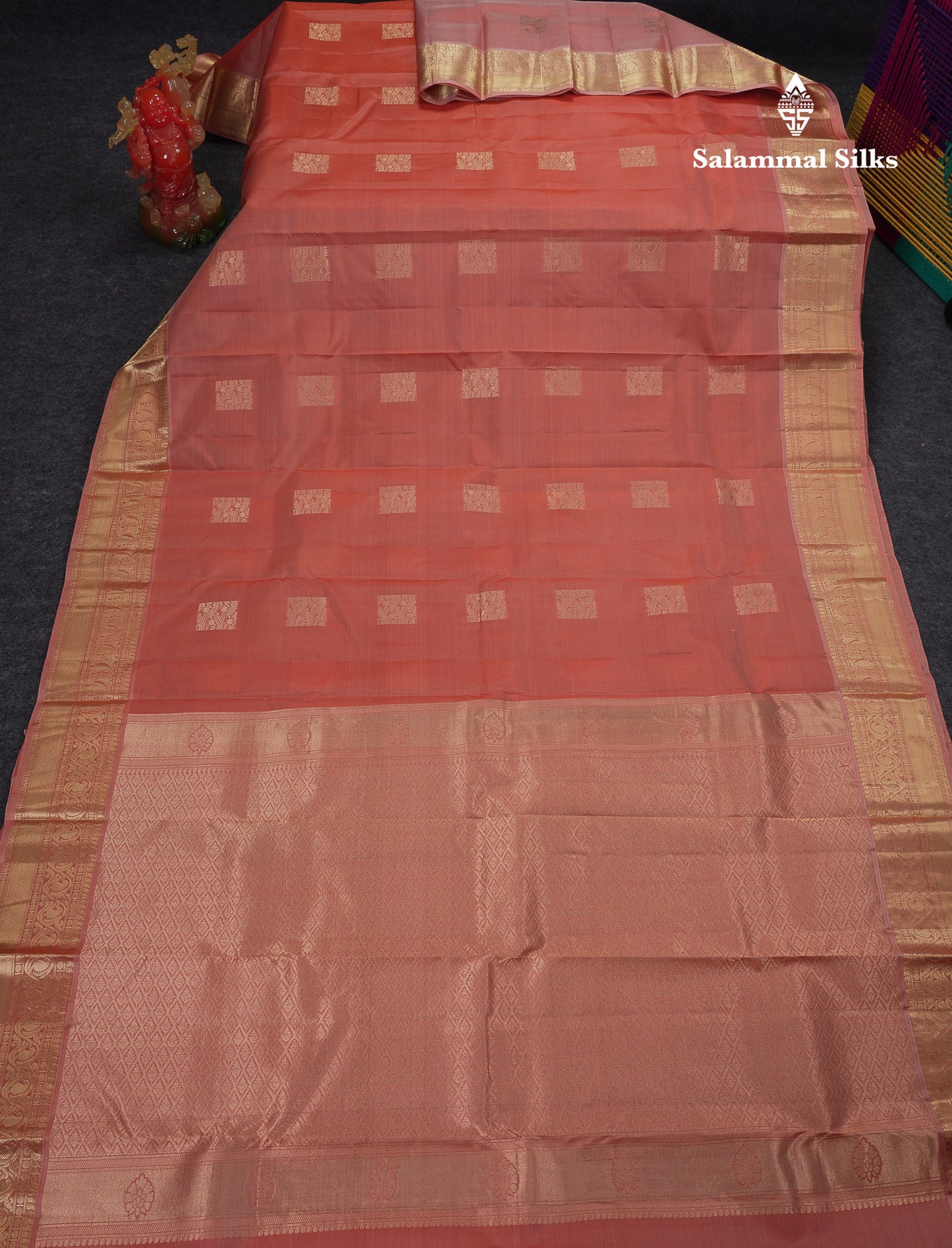 Beautiful Light Chocolet Pure Kanjivaram Silk Saree With Traditional Border