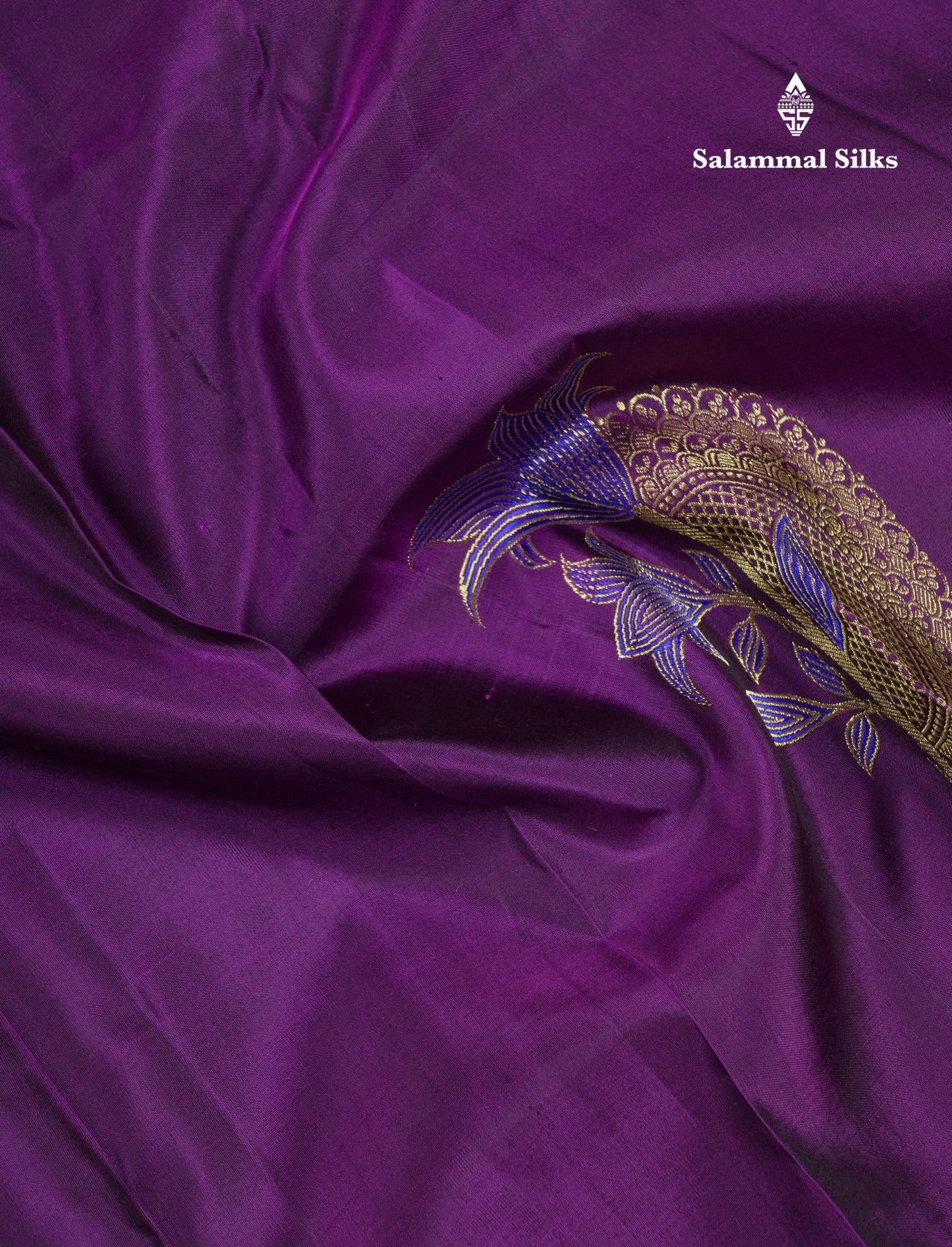 Beautiful Dark Purple Zari & Thread Work Butta Fancy Pure Kanjivaram Silk Saree With Contrast Rexona Green Blouse