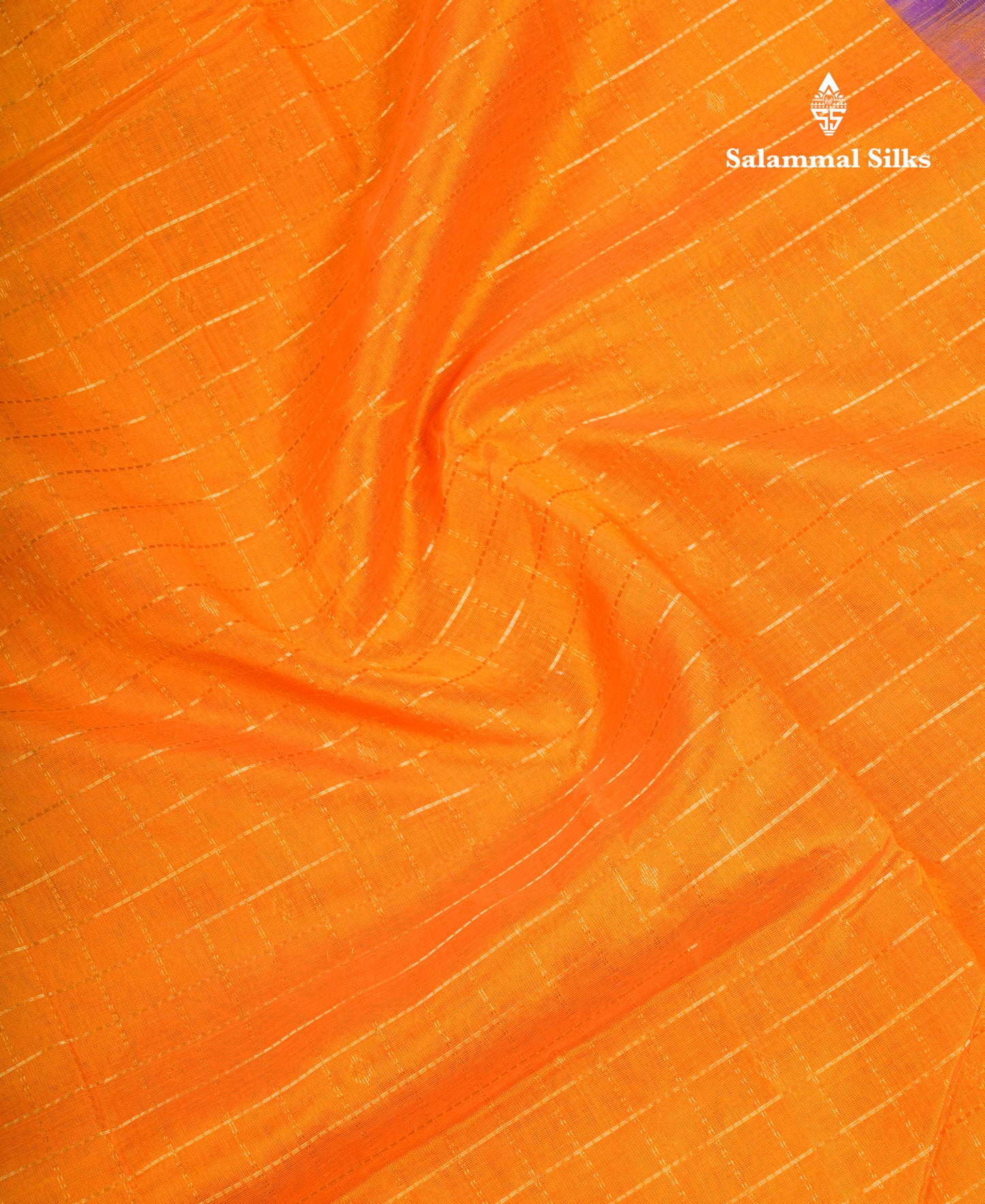 Mustard Yellow Checks With Butta Pure Silk Cotton Saree With Contrast Purple Traditional Rettapet Border
