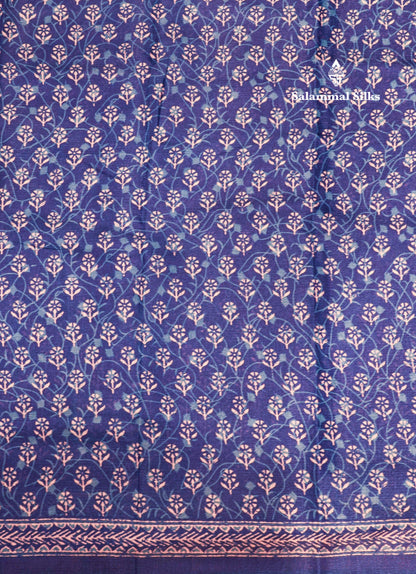 Royal Blue Colour Fancy Semi Tussar Saree With Blouse