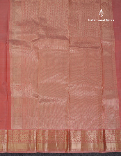 Beautiful Light Chocolet Pure Kanjivaram Silk Saree With Traditional Border