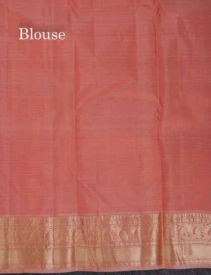 Beautiful Light Chocolet Pure Kanjivaram Silk Saree With Traditional Border