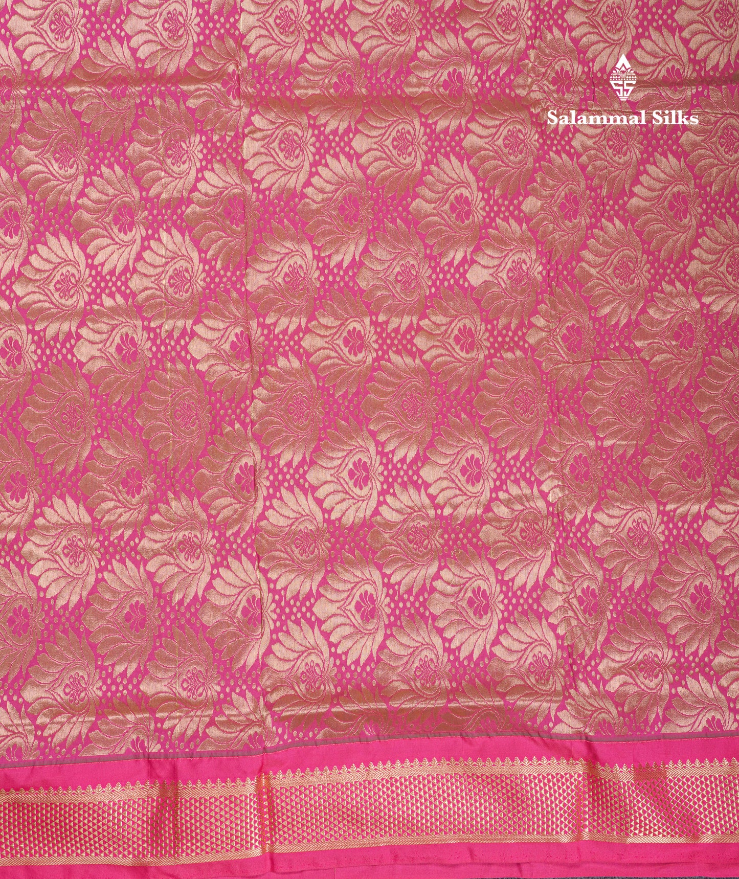 9 Yards Semi Silk Saree Green With Contrast Pink Border