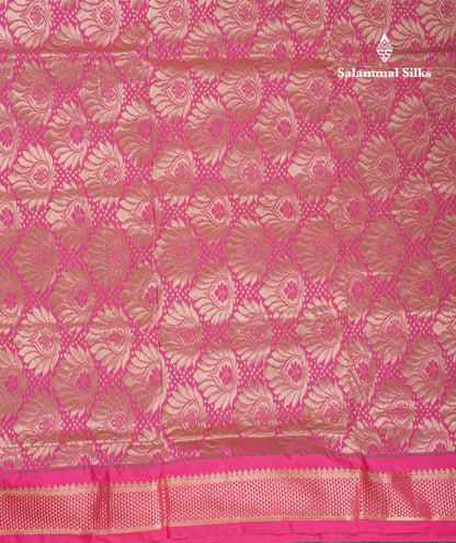 9 Yards Semi Silk Saree Green With Contrast Pink Border