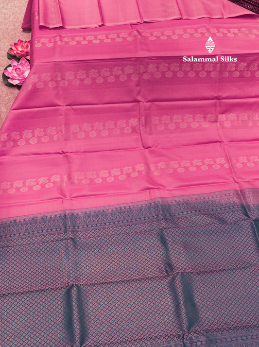 Fancy Pink Colour Kanjivaram Pure Silk Saree