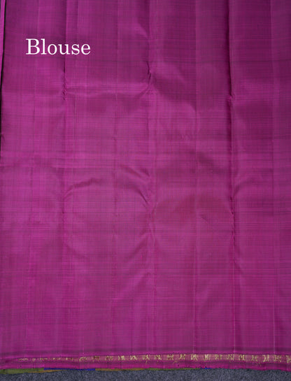 Beautiful Paalum Pazham Big Checks With Butta Pure Kanjivaram Silk Saree With Contrast Maroon Blouse