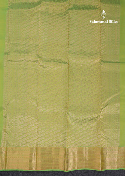 Beautiful Parrot Green Pure Kanjivaram Silk Saree With Traditional Border