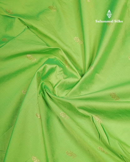 9 Yards Semi Silk Saree Green With Contrast Pink Border