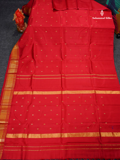 One Side Border Pure Silk Saree - Redish Maroon Colour Body Zari Butta With Traditional Border 