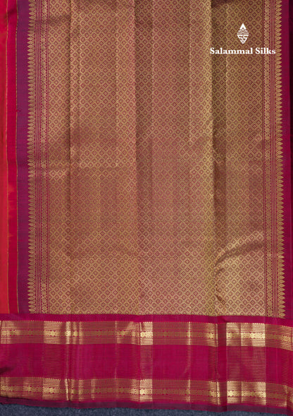 Beautiful Dark Maroon Pure Kanjivaram Silk Saree With Contrast Dark Brown Traditional Border