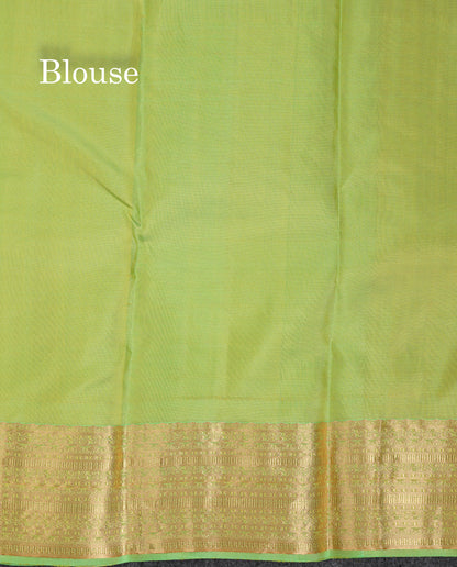 Beautiful Parrot Green Pure Kanjivaram Silk Saree With Traditional Border