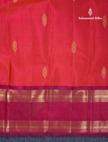 Beautiful Dark Maroon Pure Kanjivaram Silk Saree With Contrast Dark Brown Traditional Border