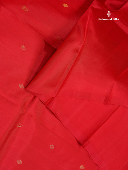 One Side Border Pure Silk Saree - Redish Maroon Colour Body Zari Butta With Traditional Border