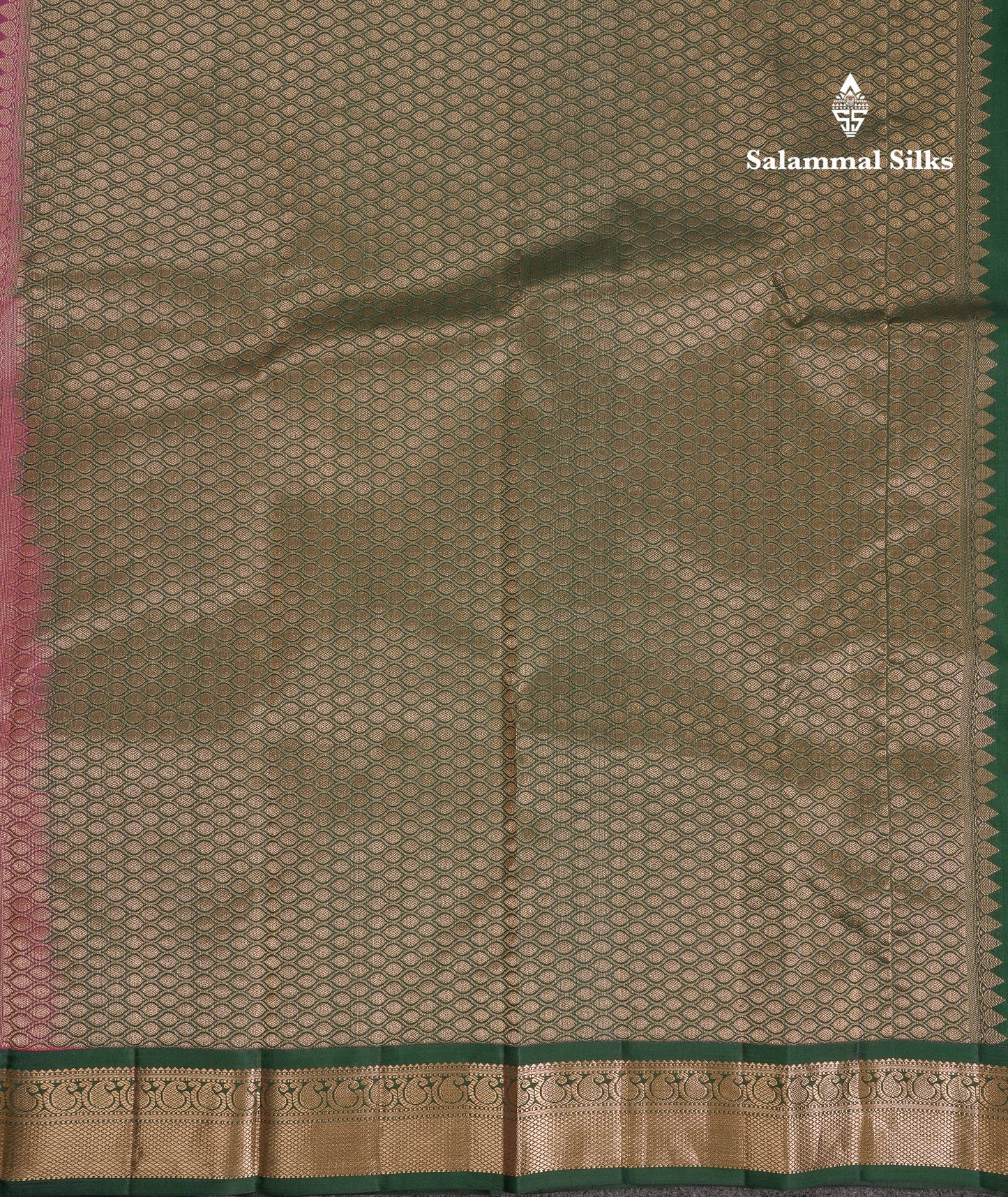 Beautiful Magenta Pink Pure Kanjivaram Silk Saree With Bottle Green Traditional Korvai Border