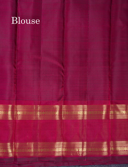 Beautiful Dark Maroon Pure Kanjivaram Silk Saree With Contrast Dark Brown Traditional Border