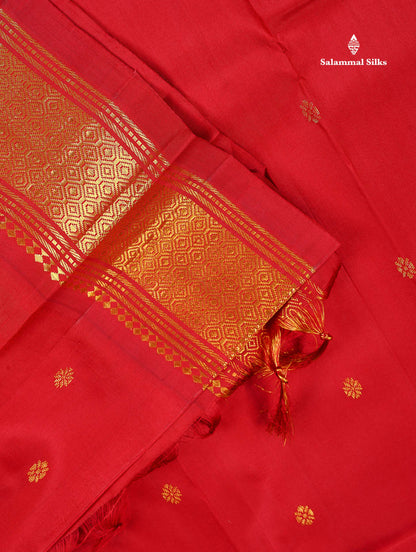 One Side Border Pure Silk Saree - Redish Maroon Colour Body Zari Butta With Traditional Border