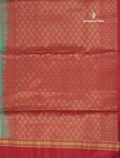 Beautiful Sea Green Pure Kanjivaram Soft Silk Saree With Contrast Maroon Border