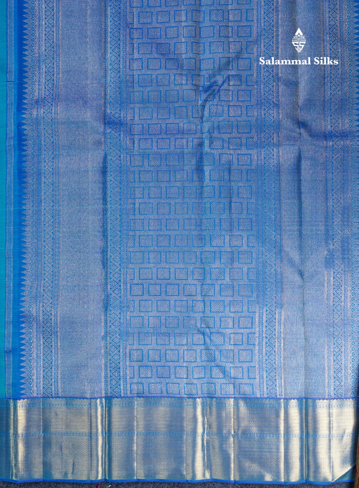Beautiful Dual Tone Sapphire Green Bridal Pure Kanjivaram Silk Saree With Contrast Peacock Blue Border