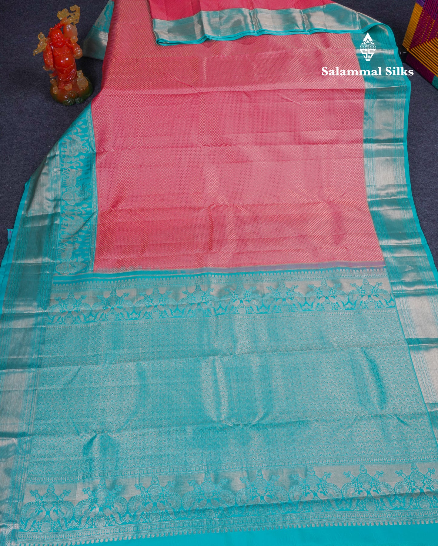 Beautiful Dark Peach Bridal Pure Kanjivaram Silk Saree With Contrast Rexona Traditional Evening Morning Border