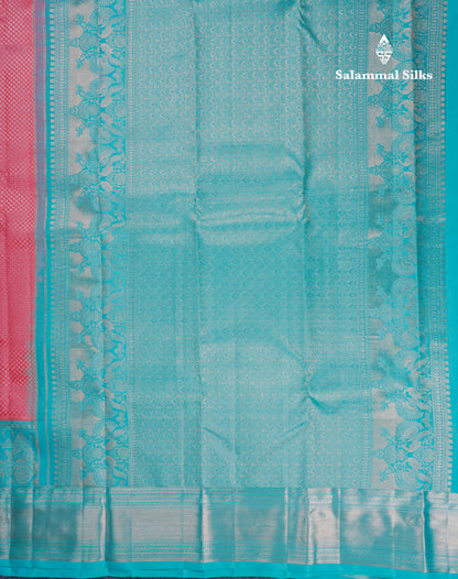 Beautiful Dark Peach Bridal Pure Kanjivaram Silk Saree With Contrast Rexona Traditional Evening Morning Border