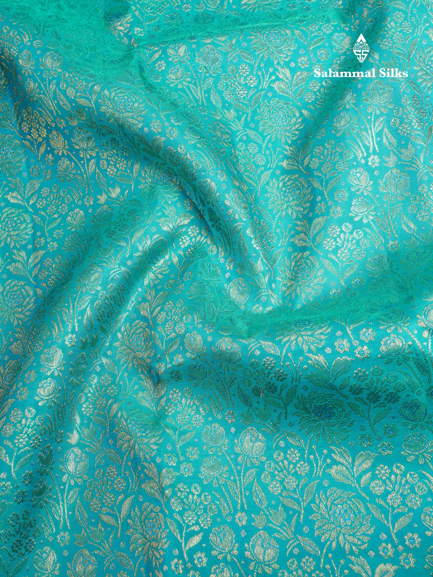 Beautiful Dual Tone Sapphire Green Bridal Pure Kanjivaram Silk Saree With Contrast Peacock Blue Border