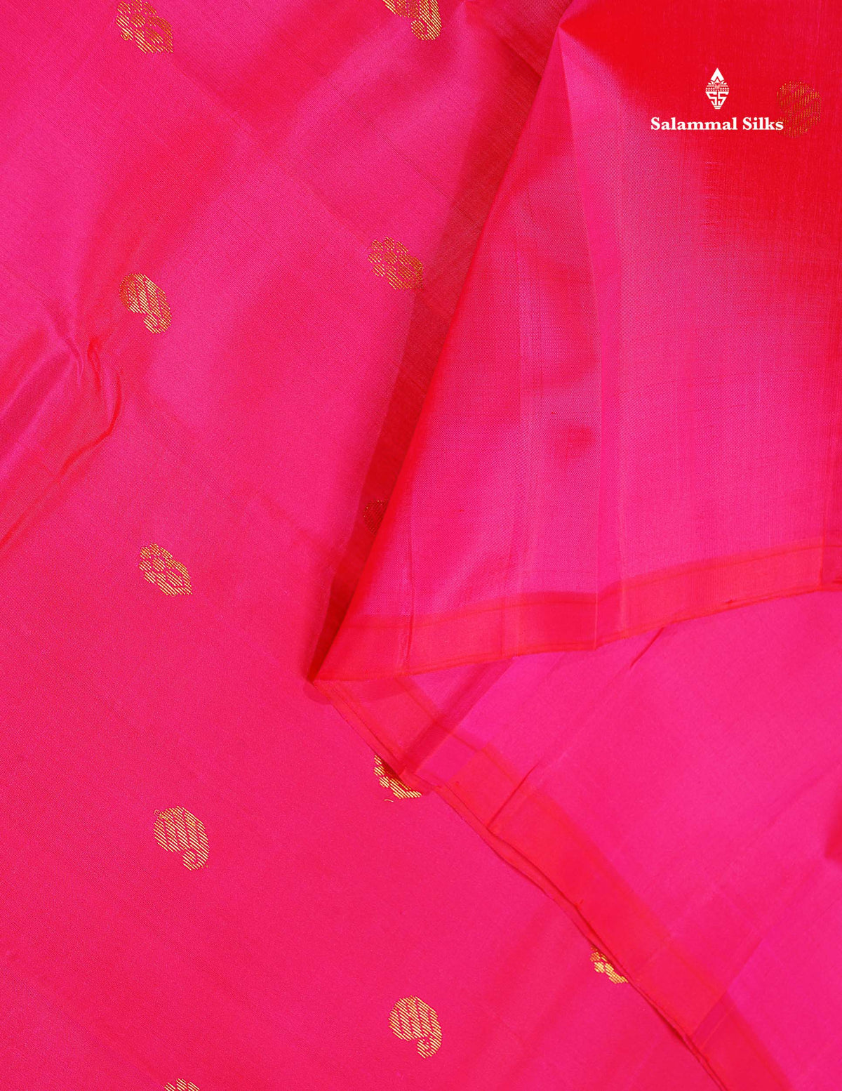 One Side Border Pure Silk Saree - Pink Colour Zari Butta With Contrast Orange Traditional Border