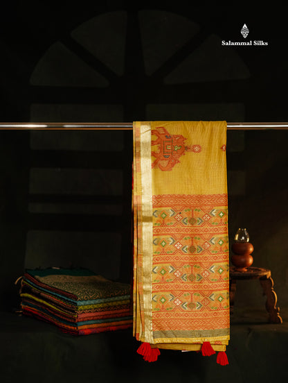 Beautiful Lavender Menakari Work Muga Cotton Saree With Contrast Magenta Blouse