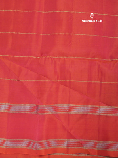 Beautiful Sea Green Pure Kanjivaram Soft Silk Saree With Contrast Pinkish Orange Border