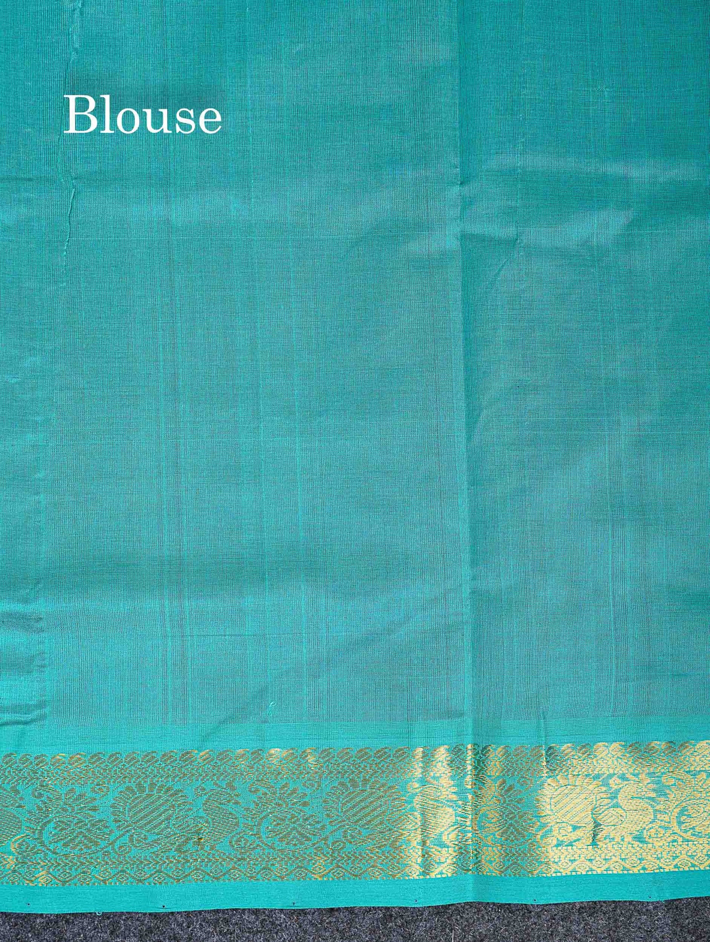 Contrast Sapphire Green Blouse Of Dual Tone Royal Blue Pure Silk Cotton Saree 