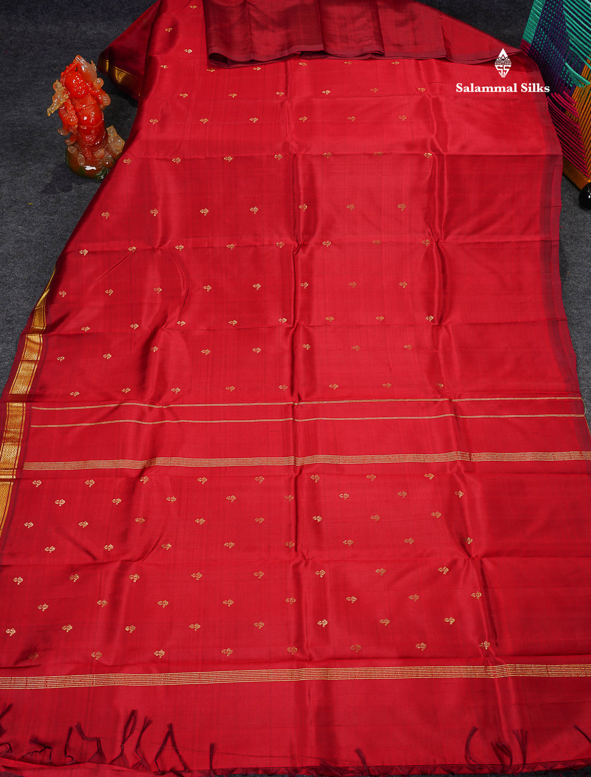 One Side Border Pure Silk Saree - Maroon Colour Body Small Zari Butta With Small Border