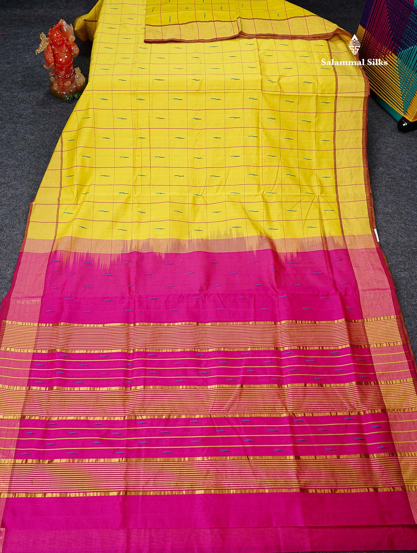 Full View Of Lemon Yellow Semi Silk Cotton 