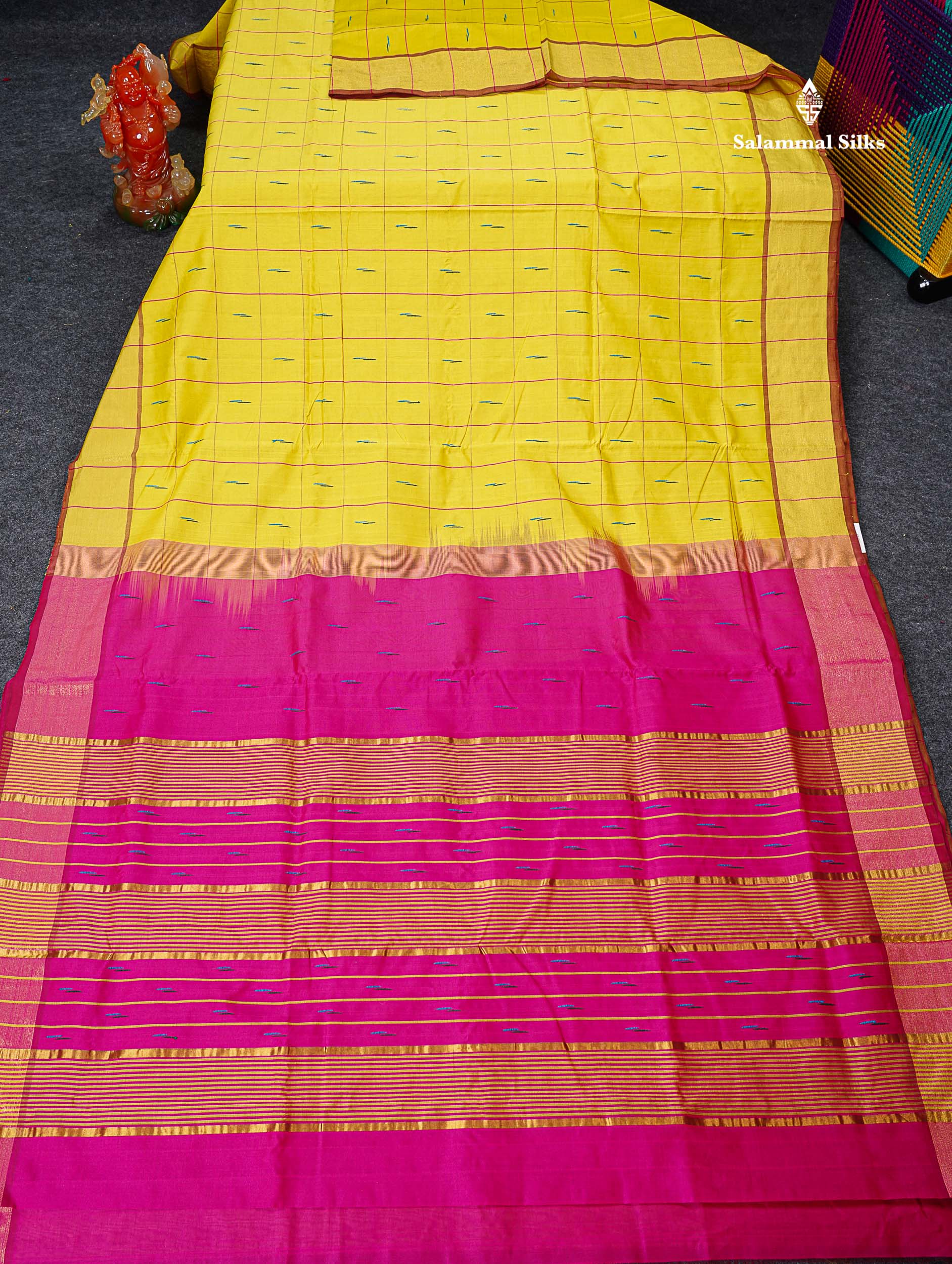 Full View Of Lemon Yellow Semi Silk Cotton 