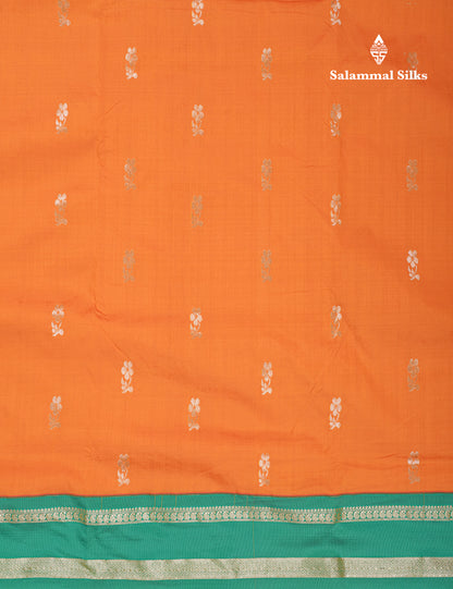 9.5 Yards Semi Silk Saree Mango Yellow with Contrast Green Border
