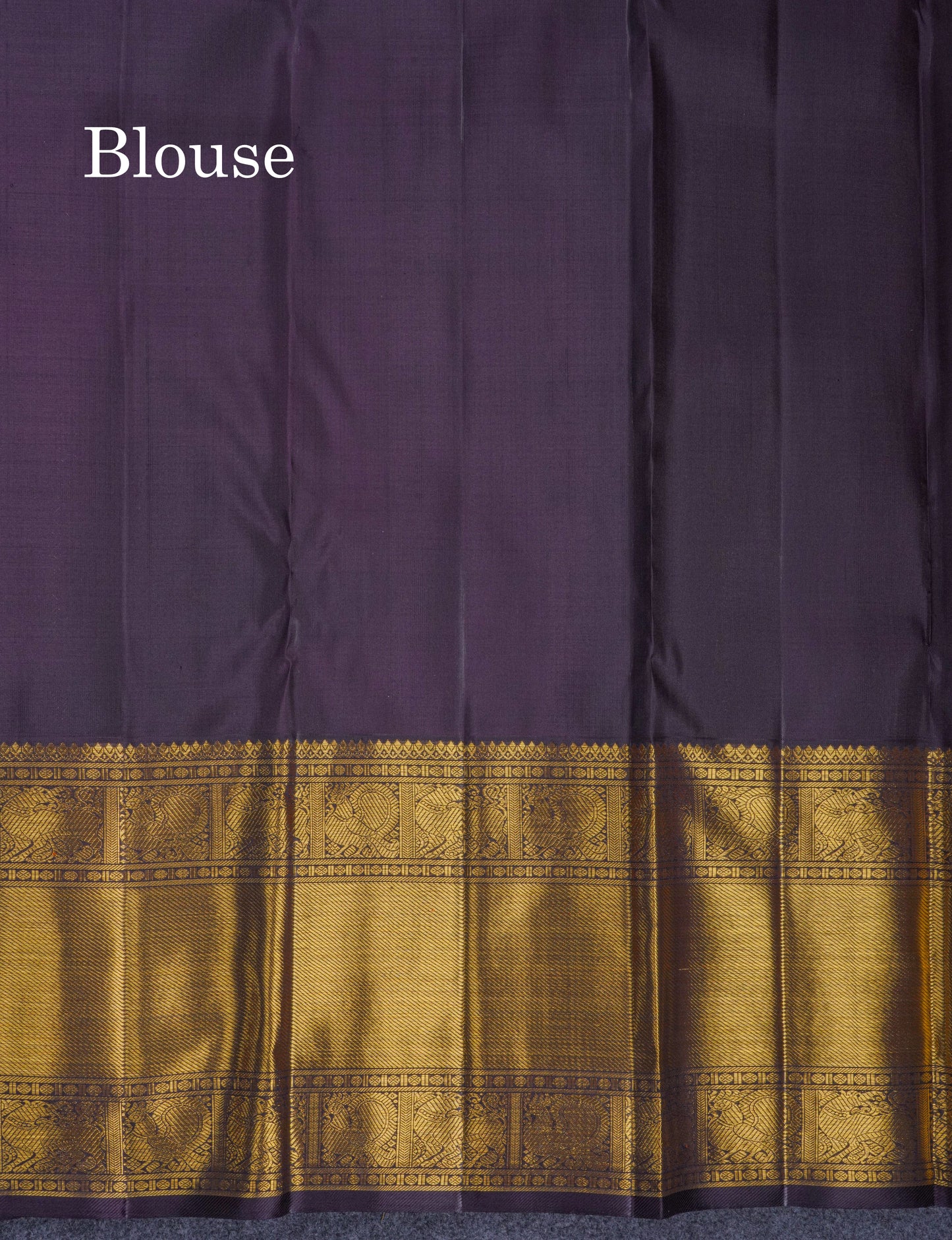 Beautiful Korvai Dark Peach Pure Kanjivaram Silk Saree Pure Zari with Contrast Dark Violet Traditional Border