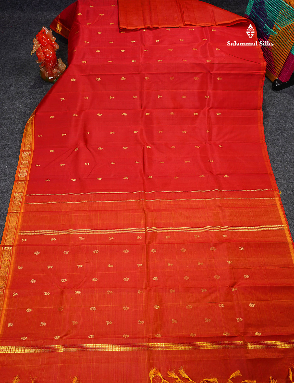 One Side Border Pure Silk Saree - Maroon Colour Body Small Zari Butta With Contrast Mustard Yellow Small Border