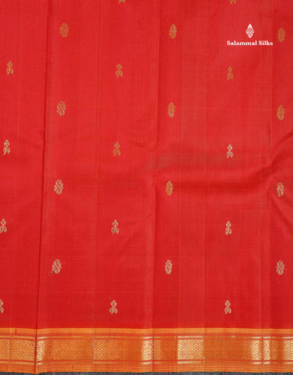 One Side Border Pure Silk Saree - Maroon Colour Body Small Zari Butta With Contrast Mustard Yellow Small Border