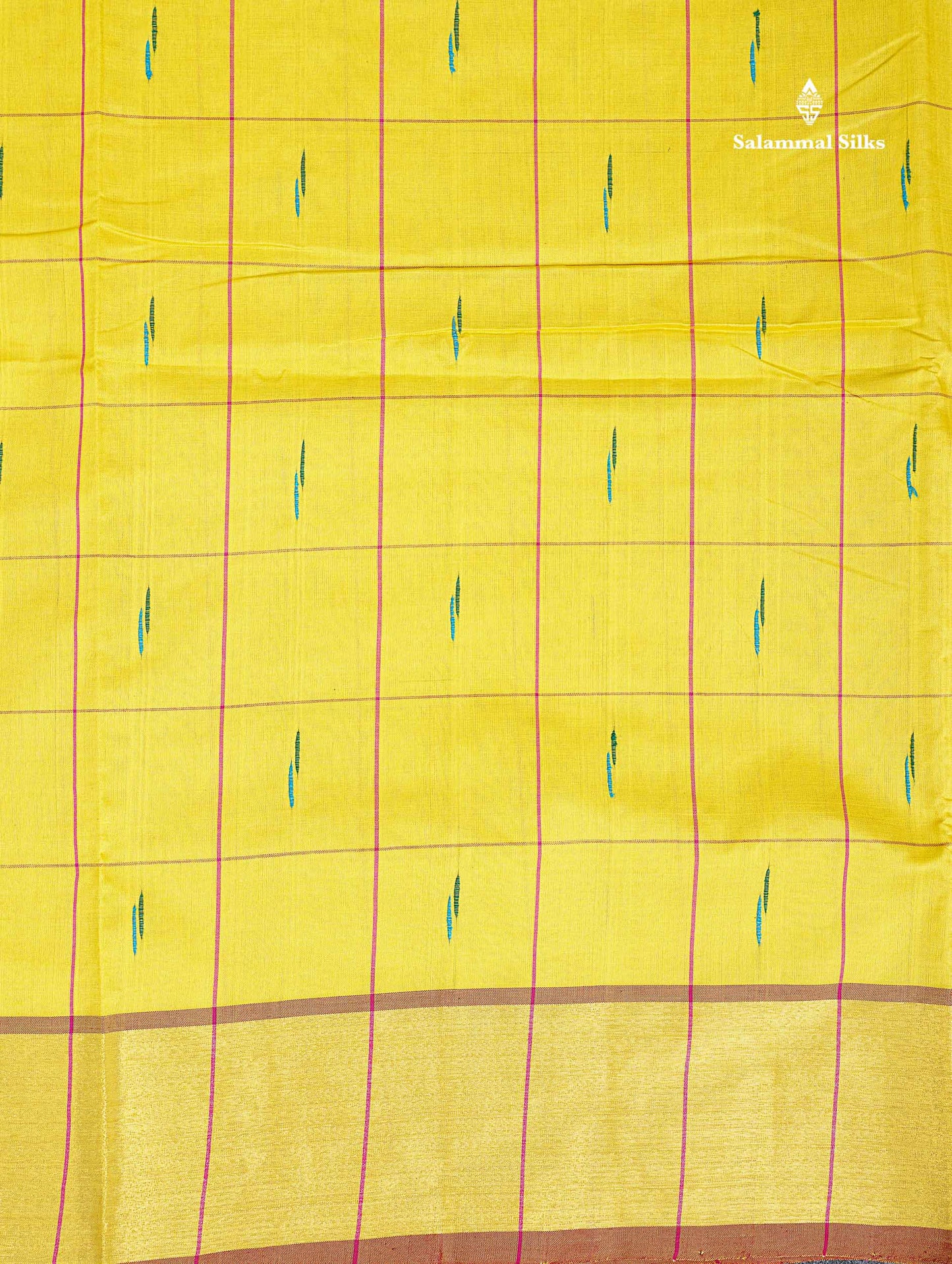 Tissue Border Of Lemon Yellow Semi Silk Cotton Saree 