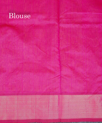 Contrast Pink Blouse Of Lemon Yellow Semi Silk Cotton Saree 