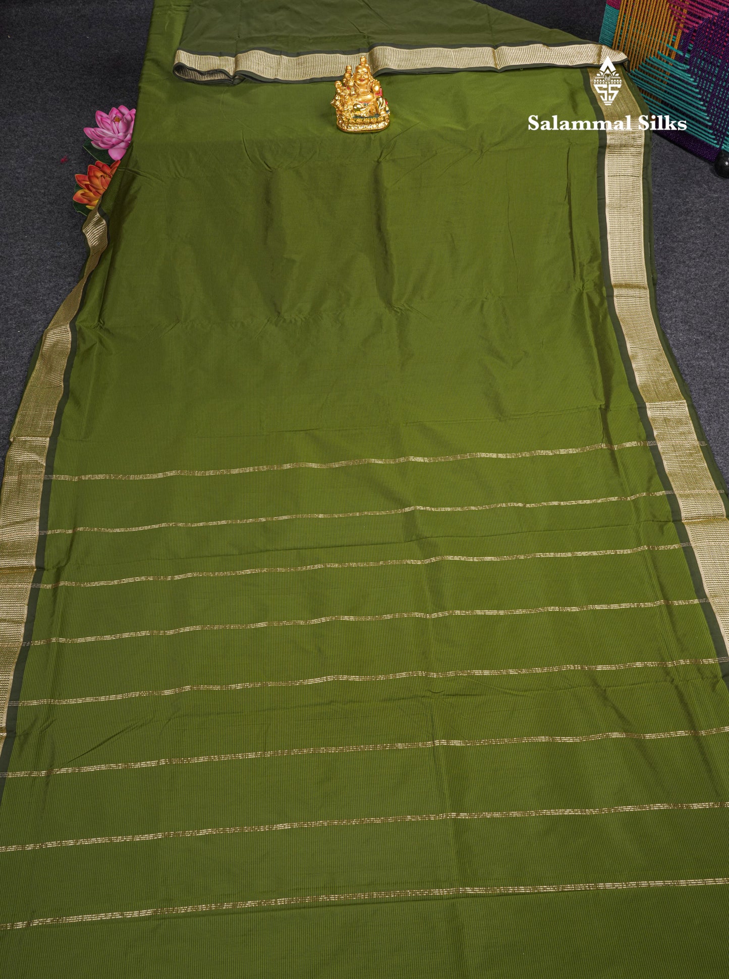 9 Yards Semi Silk Saree Orange Colour with Red Border