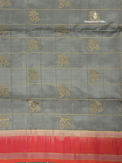Beautiful Sea Green Pure Kanjivaram Soft Silk Saree With Contrast Pinkish Orange Border