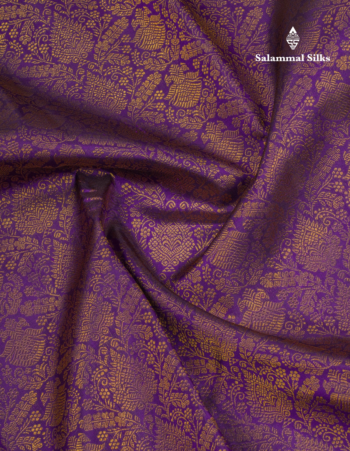 Beautiful Korvai Dark Purple Pure Kanjivaram Silk Saree Pure Zari with Contrast Rexona Green Traditional Border