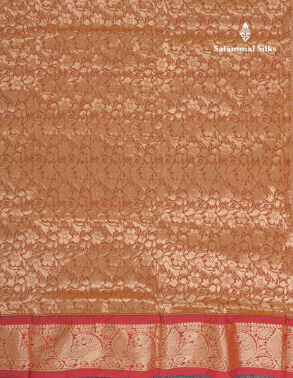 9 Yards Semi Silk Saree Light Green With Contrast Maroon Border