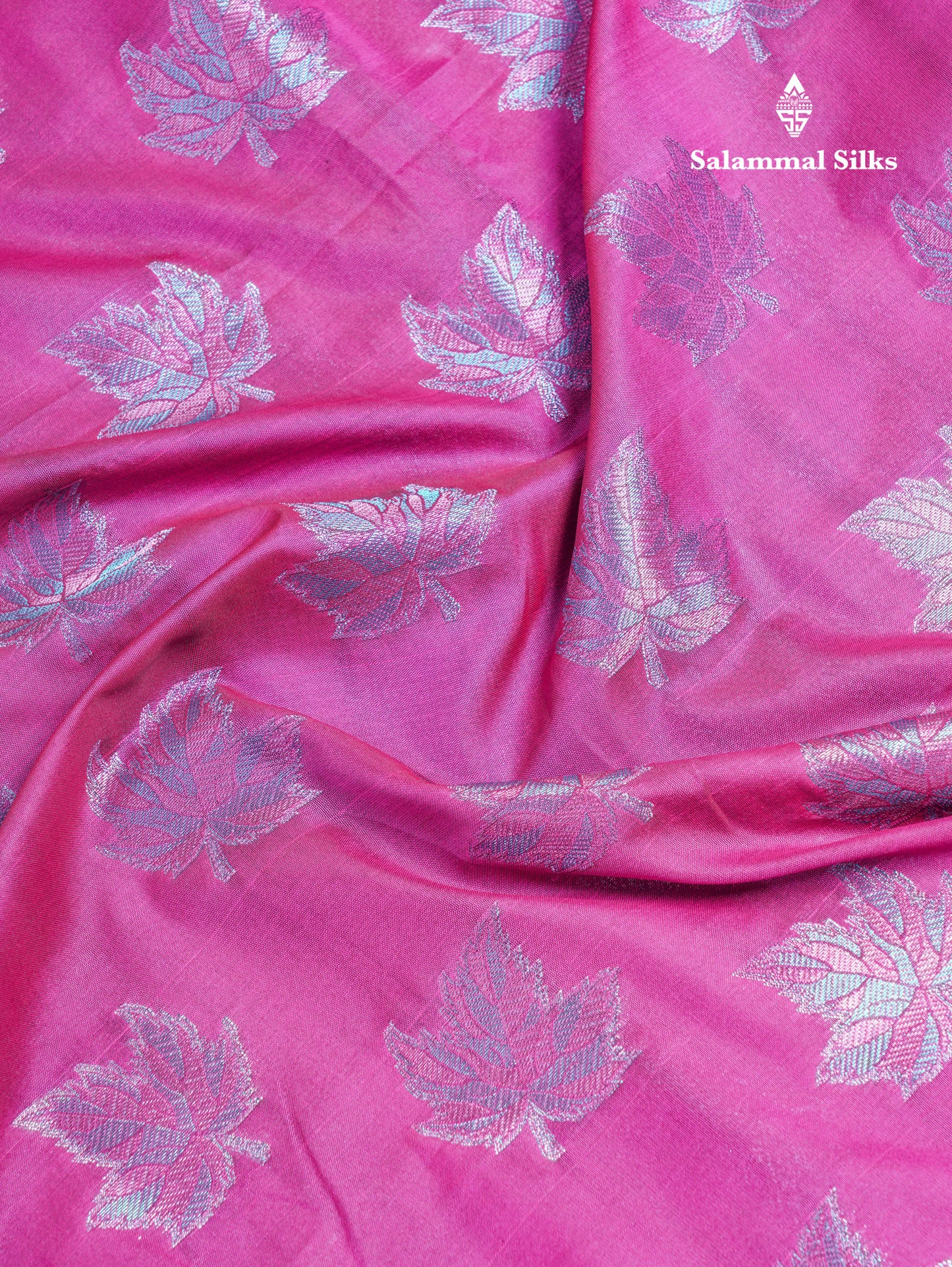 Dual Tone Pink Semi Raw Silk Saree With Contrast Navy Blue Blouse