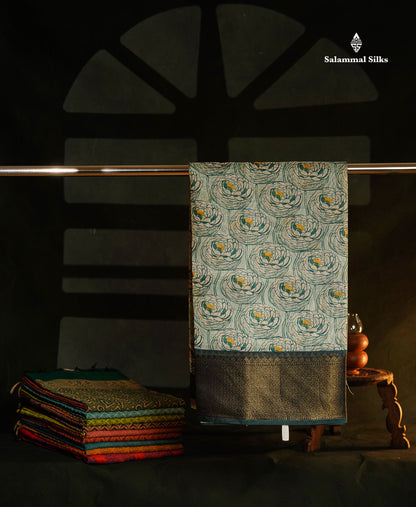 Baby Pink Colour Chanderi Mixed Cotton Saree With Contrast Violet Border