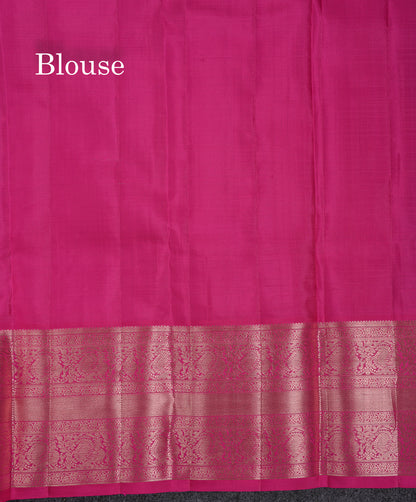 Beautiful Purple Small Checks With Butta Pure Kanjivaram Silk Saree With Contrast Pink Traditional Evening Morning Border