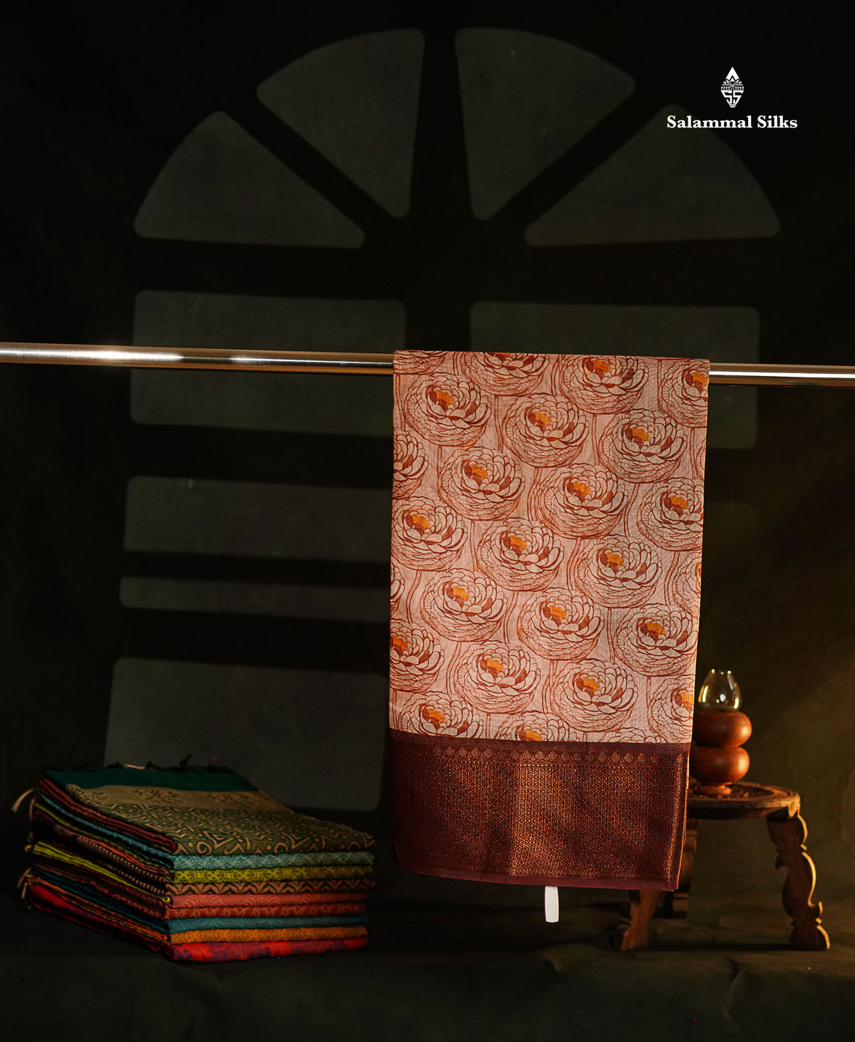 Baby Pink Colour Chanderi Mixed Cotton Saree With Contrast Violet Border