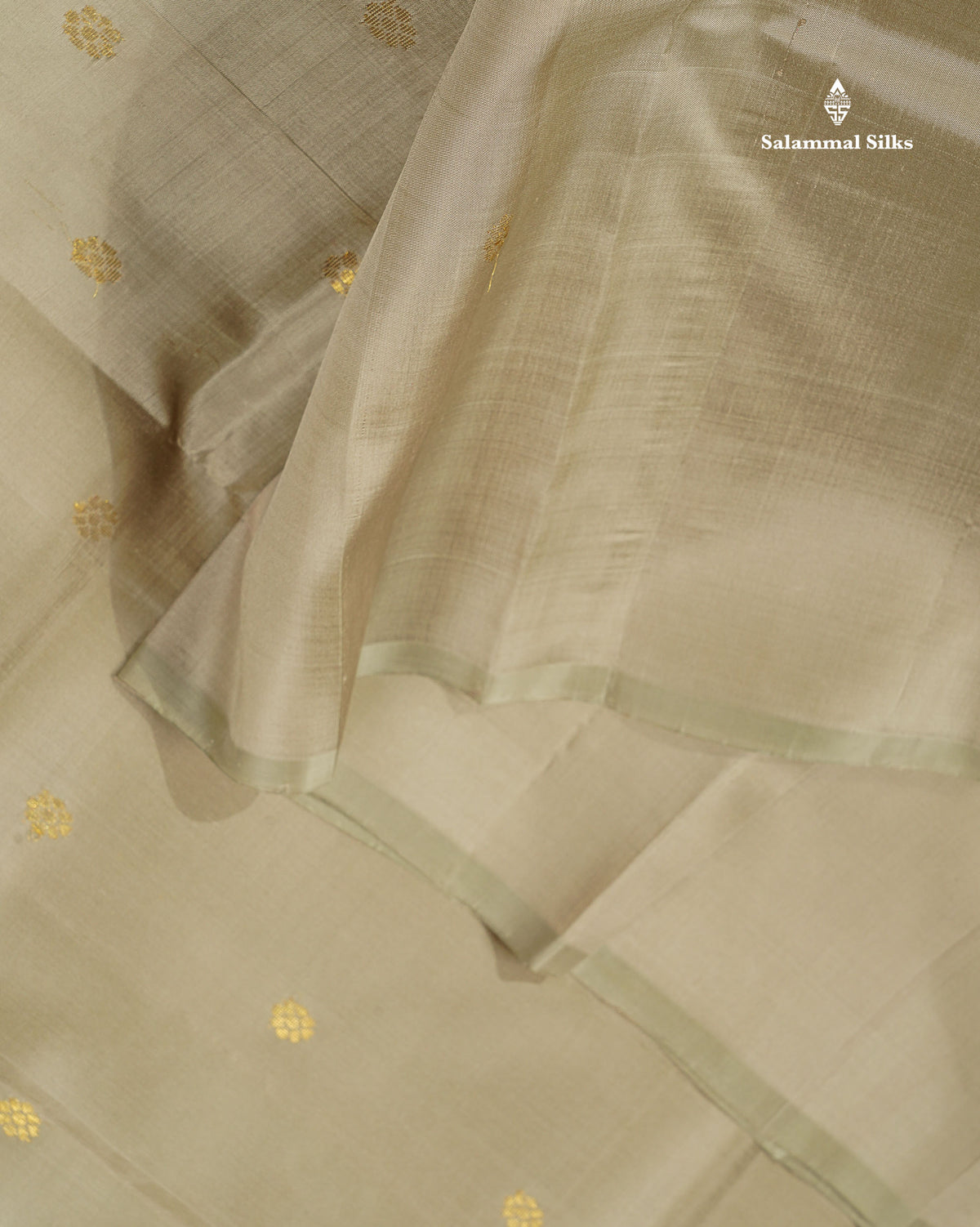 One Side Border Pure Silk Saree - Light Parrot Green Colour Zari Butta With Contrast Mustard Yellow Small Border