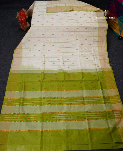 Full View Of Half White Semi Silk Cotton Saree 