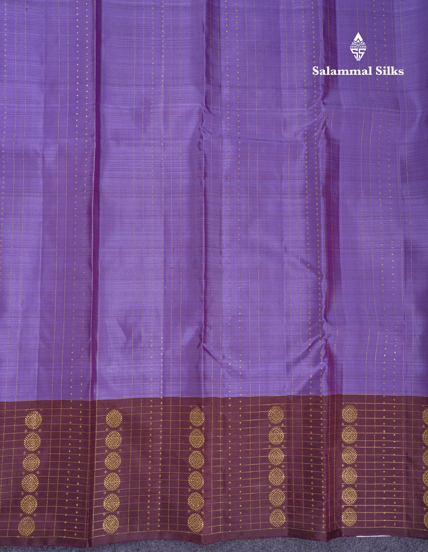 Beautiful Lavender Pure Kanjivaram Silk Saree With Contrast Dark Brown Checks With Butta Border
