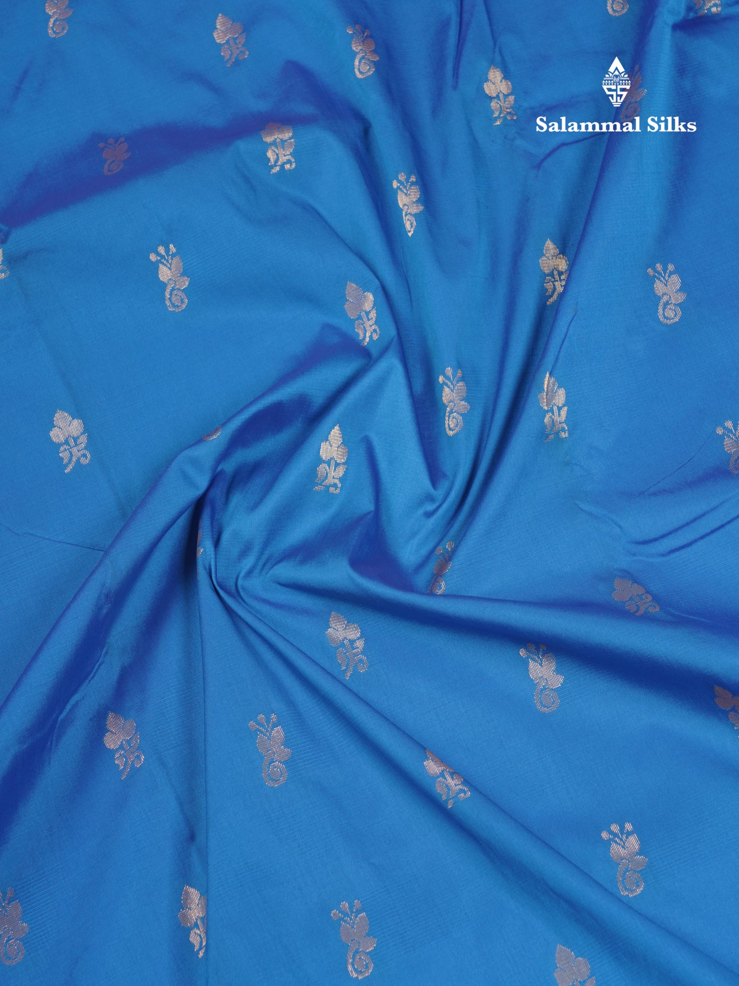 9 Yards Semi Silk Saree Blue with Contrast Pink Border